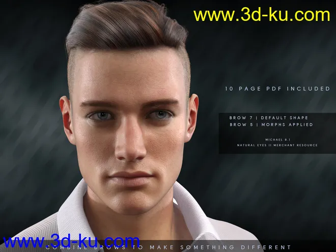 Bold Brows II Merchant Resource for Genesis 8 and 8.1 Males模型的图片6