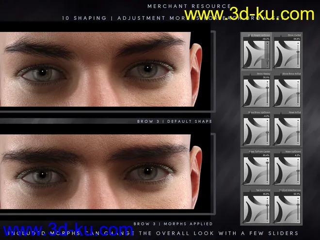 Bold Brows II Merchant Resource for Genesis 8 and 8.1 Males模型的图片10
