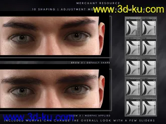 3D打印模型Bold Brows II Merchant Resource for Genesis 8 and 8.1 Males的图片