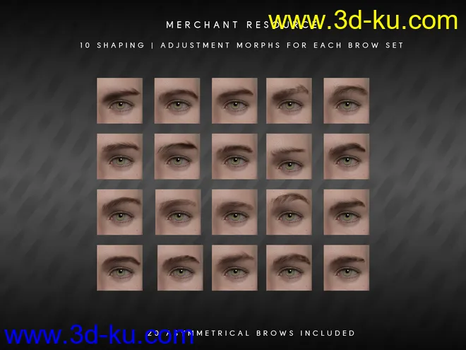 Bold Brows II Merchant Resource for Genesis 8 and 8.1 Males模型的图片11