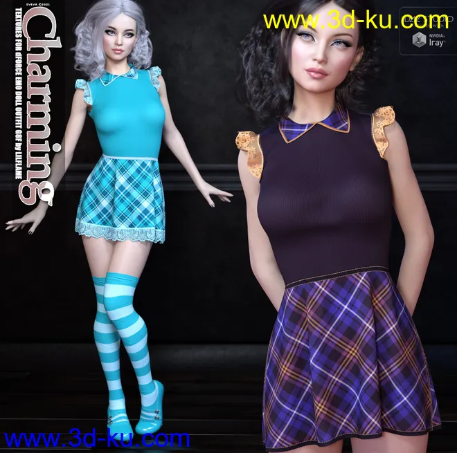 Charming Textures for dForce Emo Doll Outfit G8F模型的图片1