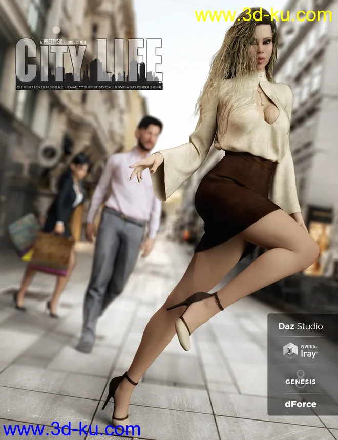 City Life Outfit for Genesis 8 and 8.1 Females模型的图片1