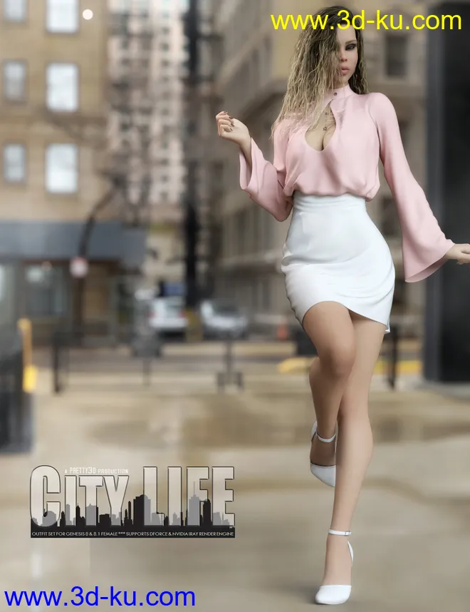 City Life Outfit for Genesis 8 and 8.1 Females模型的图片3