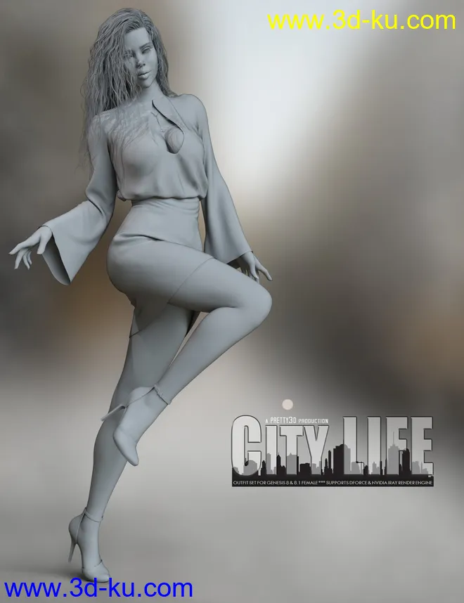 City Life Outfit for Genesis 8 and 8.1 Females模型的图片13
