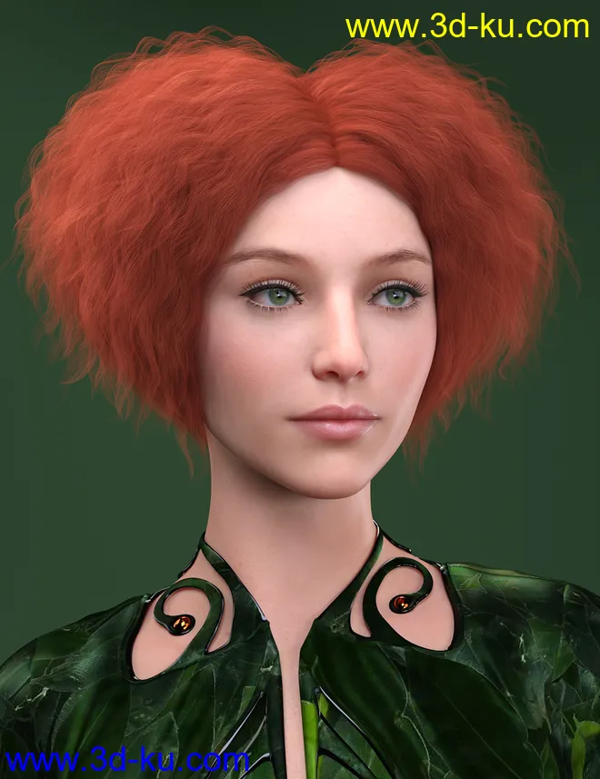 Cordiform Hair for Genesis 8 Female模型的图片1