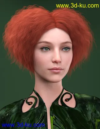 3D打印模型Cordiform Hair for Genesis 8 Female的图片