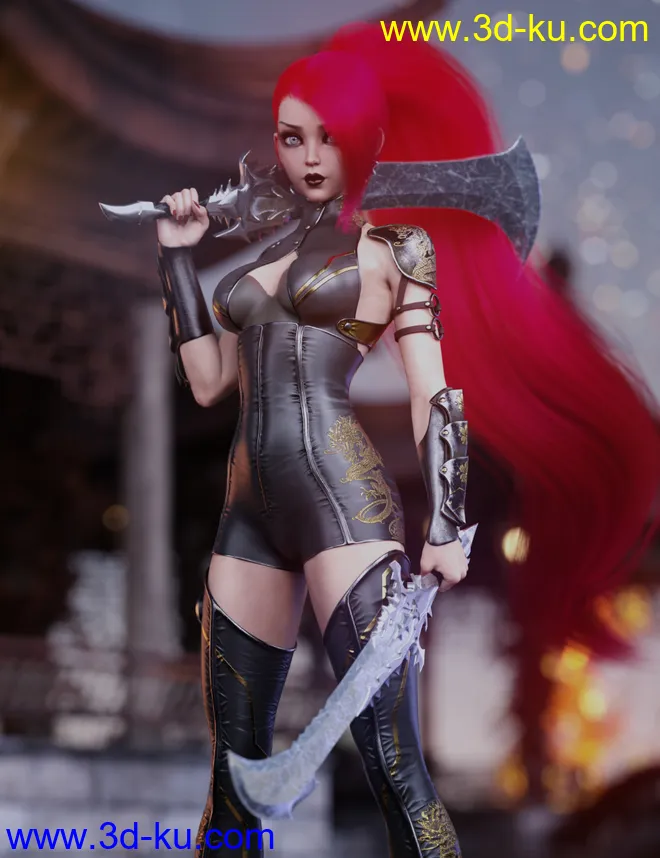 Crimson Dragon Outfit for Genesis 8 and 8.1 Females模型的图片3