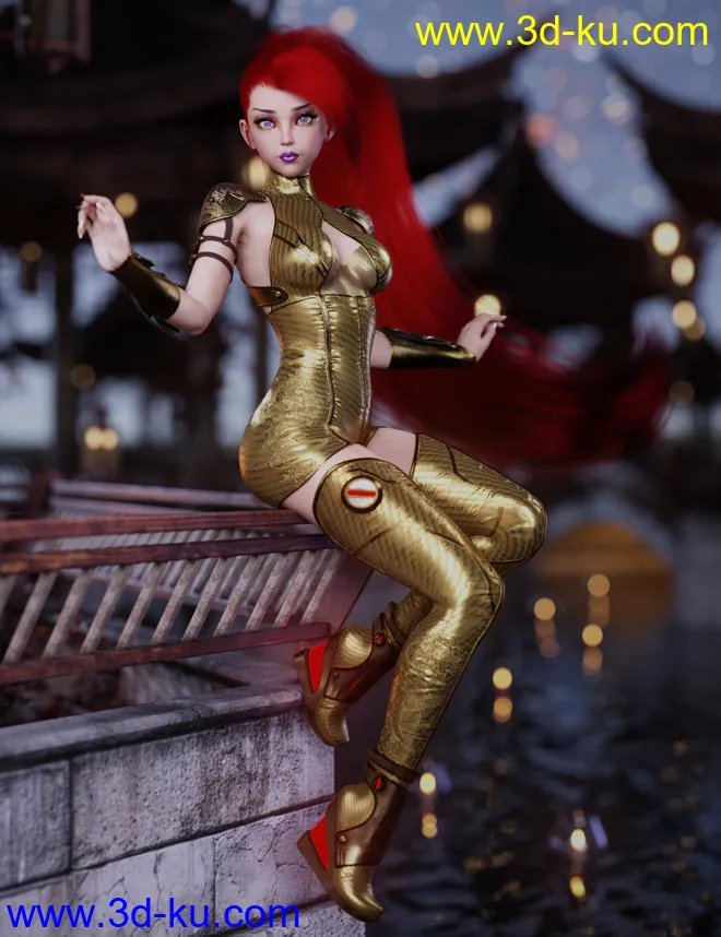 Crimson Dragon Outfit for Genesis 8 and 8.1 Females模型的图片5