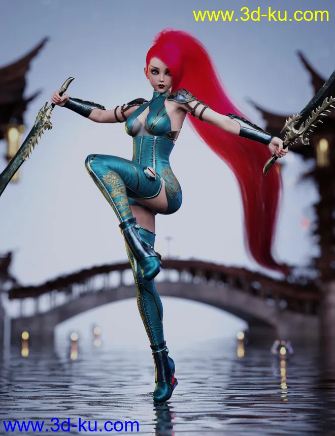 Crimson Dragon Outfit for Genesis 8 and 8.1 Females模型的图片7