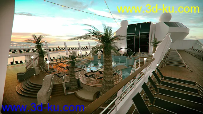 Cruise Ship Pool Deck模型的图片2