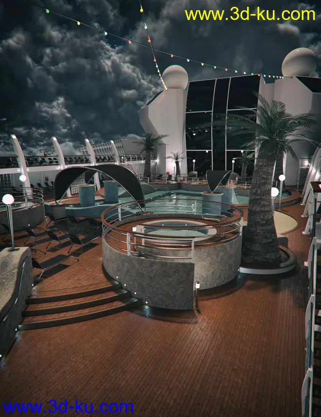 Cruise Ship Pool Deck模型的图片3