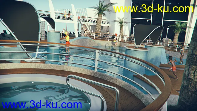 Cruise Ship Pool Deck模型的图片4