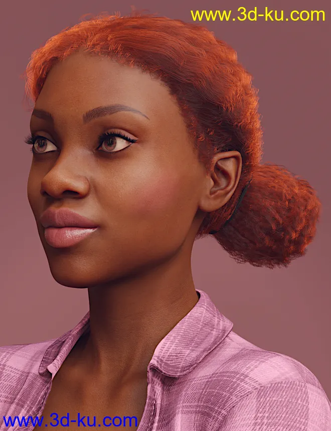 Curly Buns for Genesis 8 Females模型的图片2