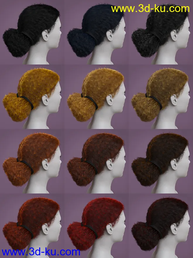 Curly Buns for Genesis 8 Females模型的图片7