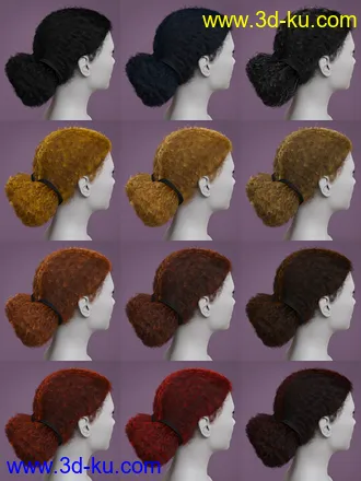3D打印模型Curly Buns for Genesis 8 Females的图片