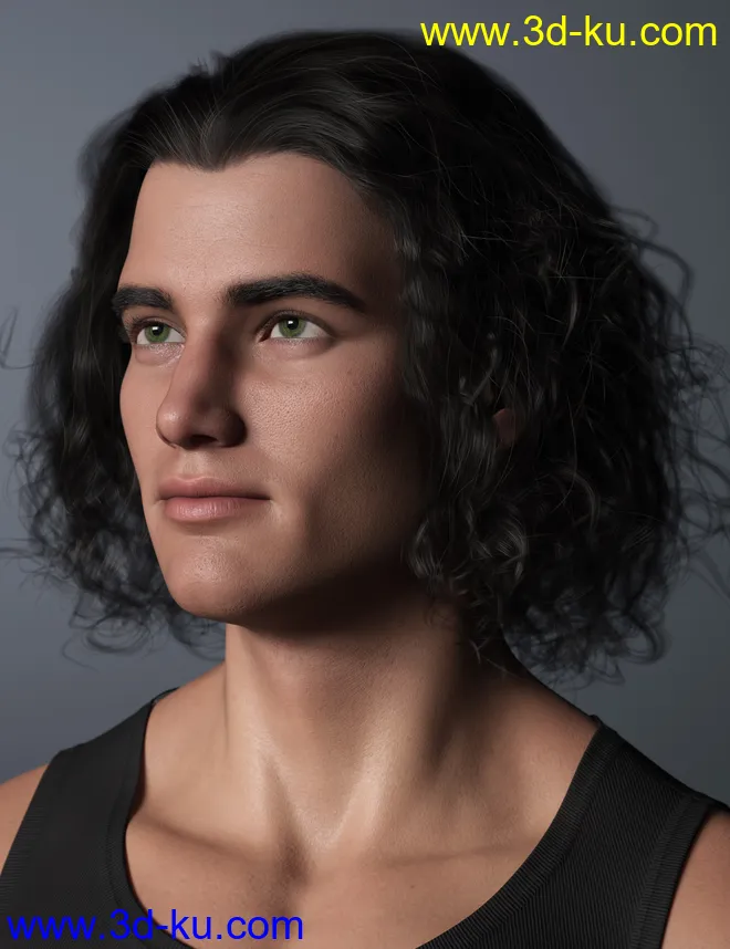 Curly Swept Style Hair for Genesis 8 and Genesis 8.1 Males模型的图片1