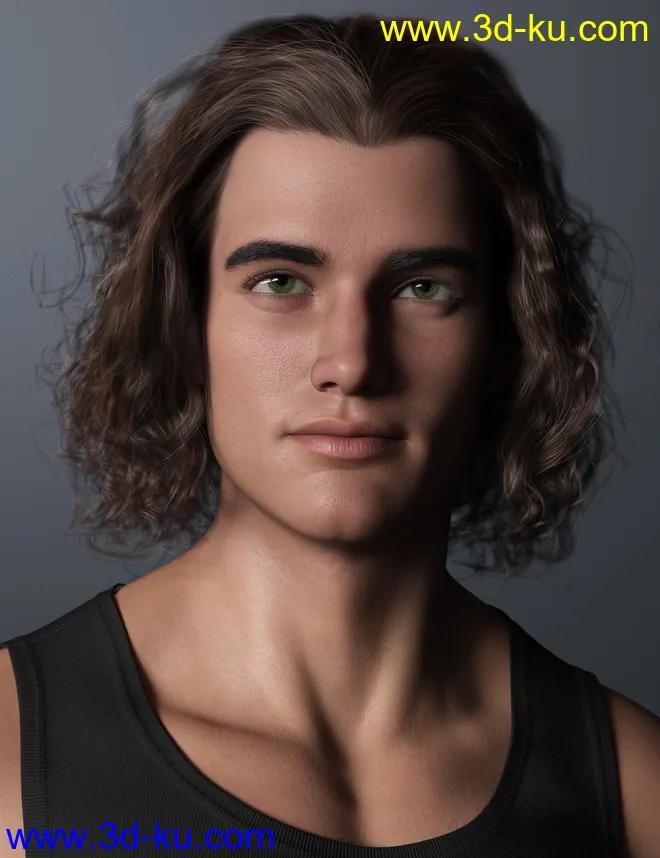 Curly Swept Style Hair for Genesis 8 and Genesis 8.1 Males模型的图片2