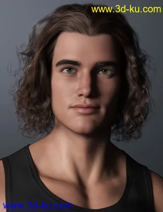 3D打印模型Curly Swept Style Hair for Genesis 8 and Genesis 8.1 Males的图片