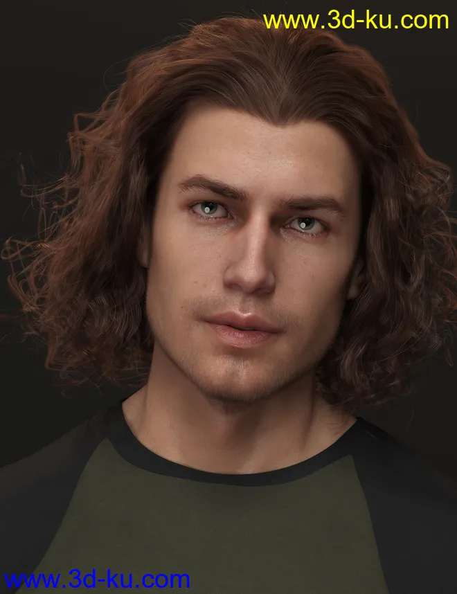 Curly Swept Style Hair for Genesis 8 and Genesis 8.1 Males模型的图片3