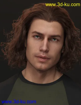 3D打印模型Curly Swept Style Hair for Genesis 8 and Genesis 8.1 Males的图片