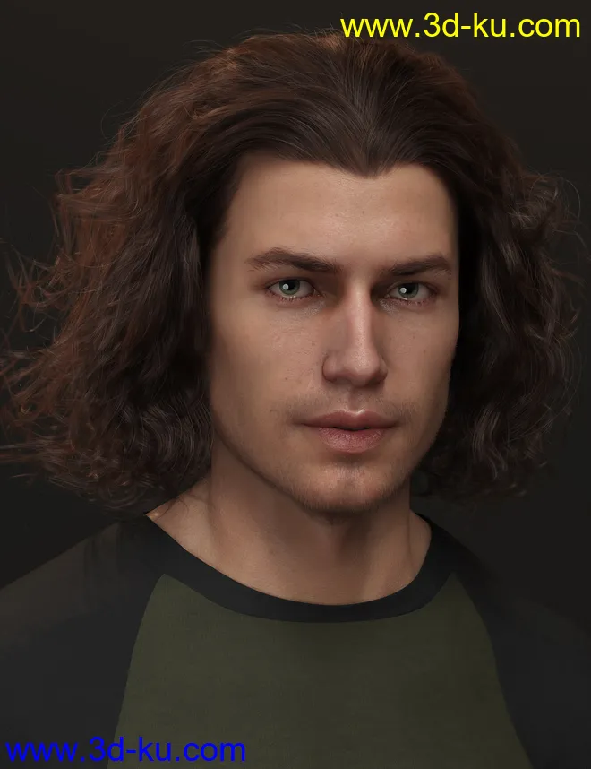 Curly Swept Style Hair for Genesis 8 and Genesis 8.1 Males模型的图片4