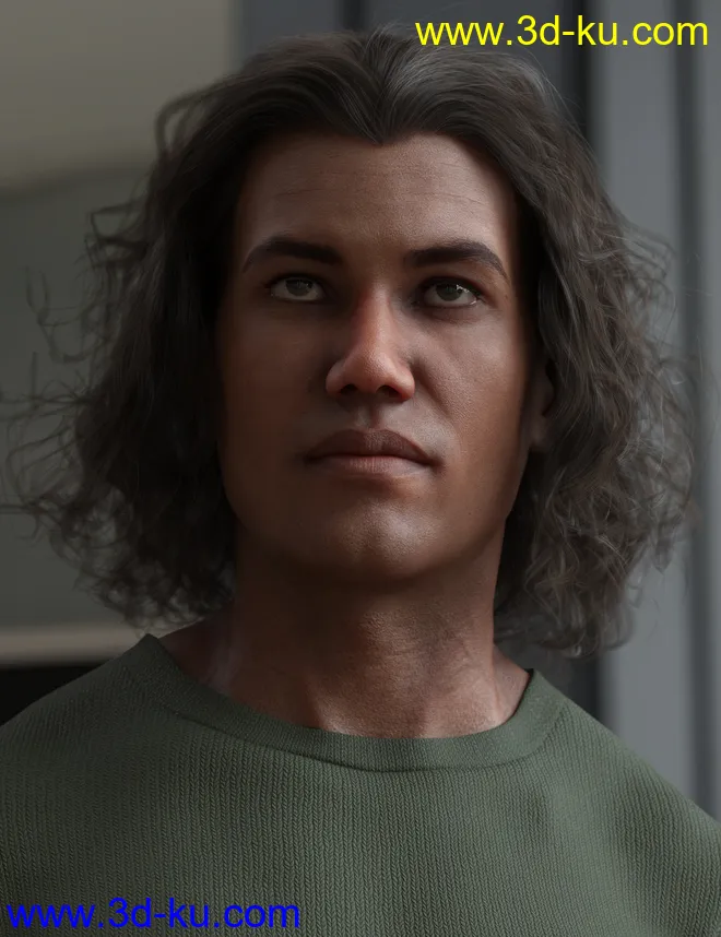 Curly Swept Style Hair for Genesis 8 and Genesis 8.1 Males模型的图片5