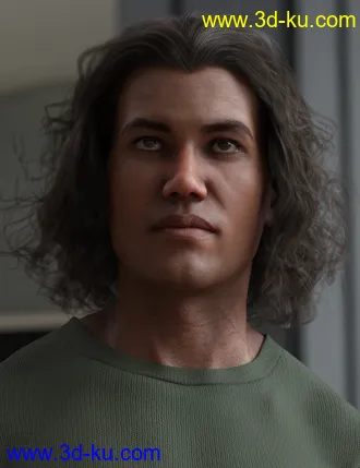 3D打印模型Curly Swept Style Hair for Genesis 8 and Genesis 8.1 Males的图片