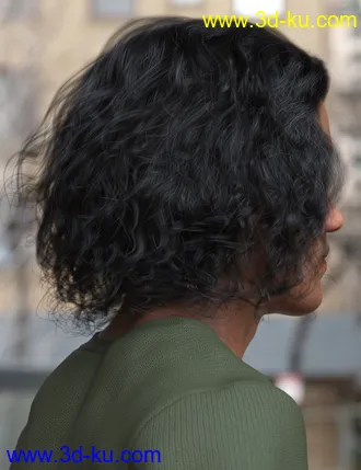 3D打印模型Curly Swept Style Hair for Genesis 8 and Genesis 8.1 Males的图片