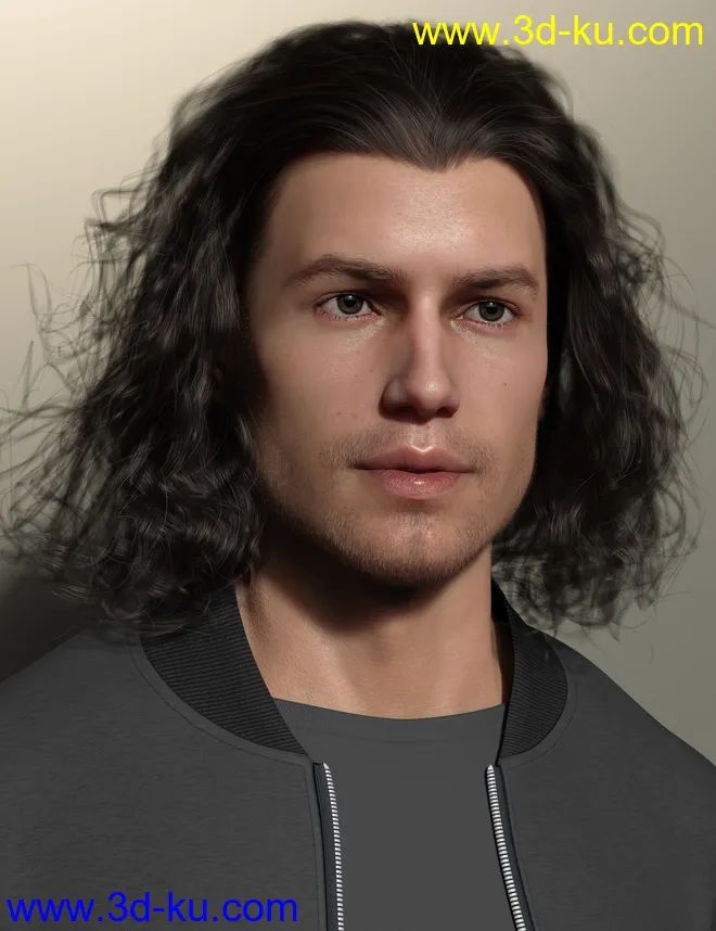 Curly Swept Style Hair for Genesis 8 and Genesis 8.1 Males模型的图片8