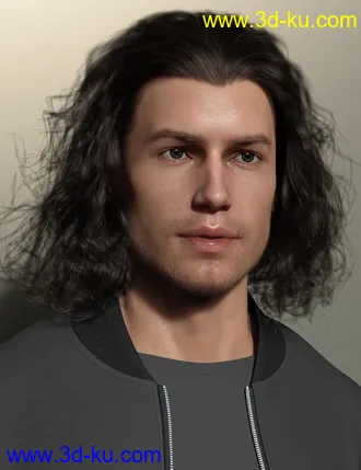 3D打印模型Curly Swept Style Hair for Genesis 8 and Genesis 8.1 Males的图片