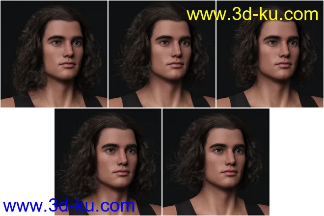 Curly Swept Style Hair for Genesis 8 and Genesis 8.1 Males模型的图片12