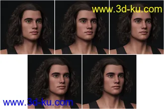 3D打印模型Curly Swept Style Hair for Genesis 8 and Genesis 8.1 Males的图片