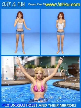 3D打印模型Cute & Fun Poses for G3F and G8F的图片