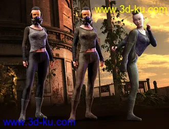 3D打印模型Cyber Survivor Outfit and Hair for Genesis 8 Female的图片