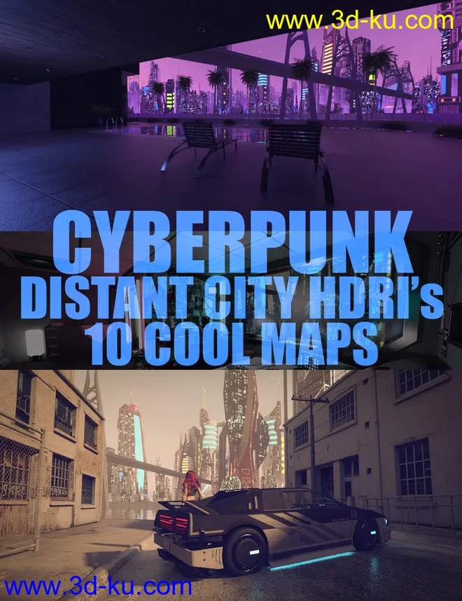 Cyberpunk Distant City HDRIs - 10 Cool Maps模型的图片1