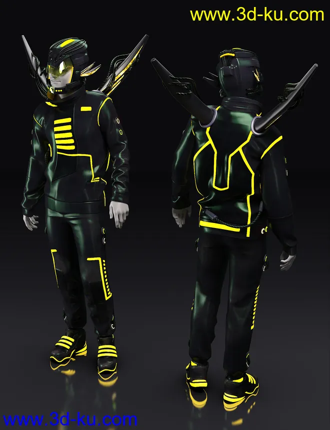 Cybershade Outfit for Genesis 8 and 8.1 Males模型的图片3