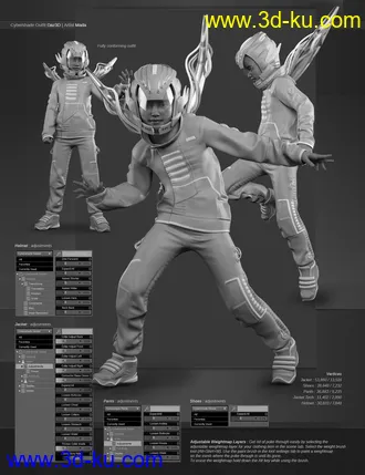 3D打印模型Cybershade Outfit for Genesis 8 and 8.1 Males的图片