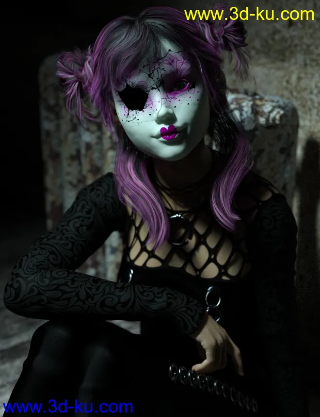 D.E.M. Broken Doll Makeup for Genesis 8 Female模型的图片3