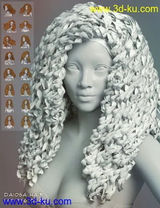 3D打印模型Daiosa Hair for Genesis 3, 8, and 8.1 Females的图片