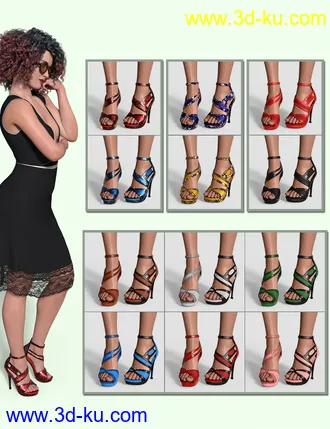 3D打印模型Dana High Heels and Glasses for Genesis 8 and Genesis 8.1 Females的图片