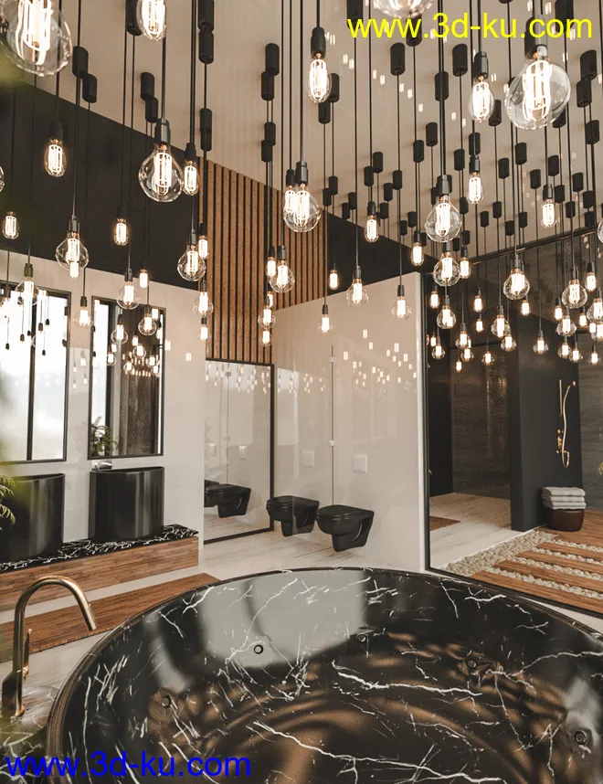 Dark Mood Bathroom模型的图片1