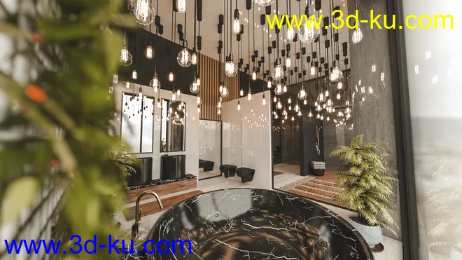 Dark Mood Bathroom模型的图片2