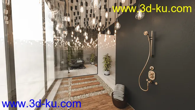 Dark Mood Bathroom模型的图片3