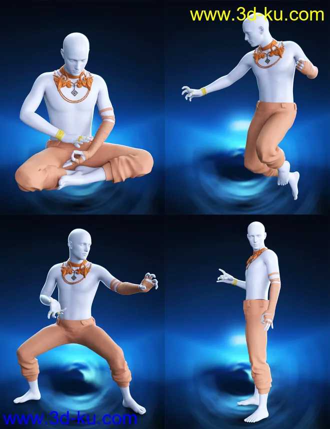 Demon King Fighter Poses and Props for Genesis 8 and 8.1 Male模型的图片2