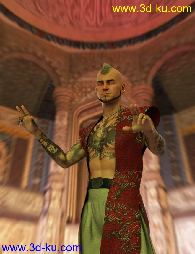 Demon King Fighter Poses and Props for Genesis 8 and 8.1 Male模型的图片4