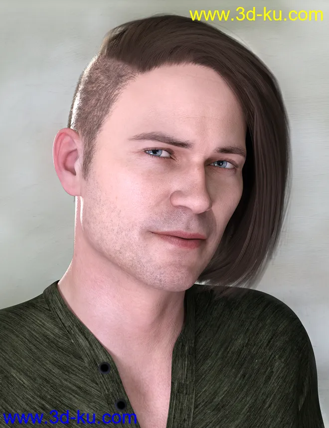 Derrik Hair for Genesis 8 Males模型的图片2