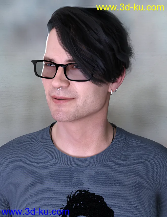 Derrik Hair for Genesis 8 Males模型的图片7