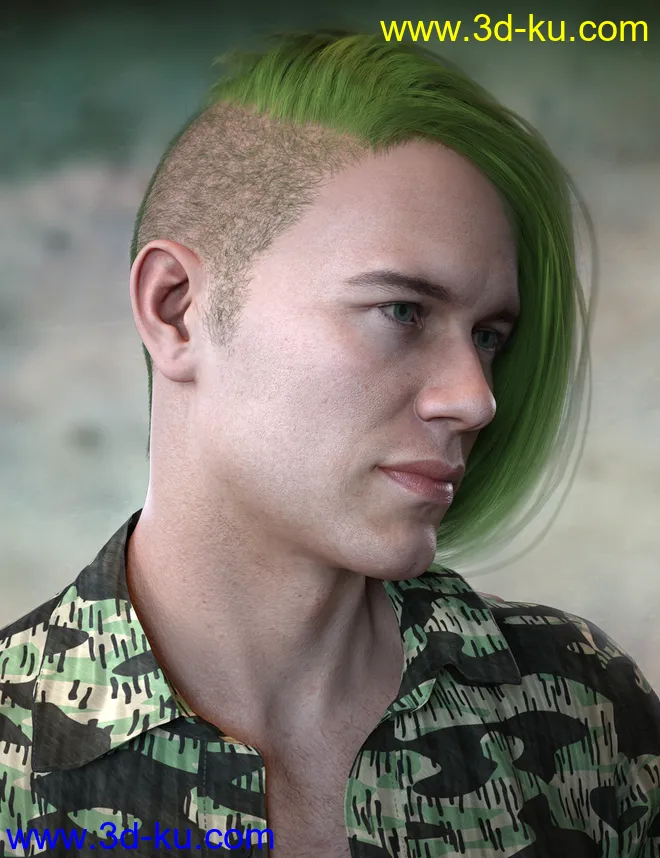 Derrik Hair for Genesis 8 Males模型的图片8