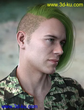 3D打印模型Derrik Hair for Genesis 8 Males的图片