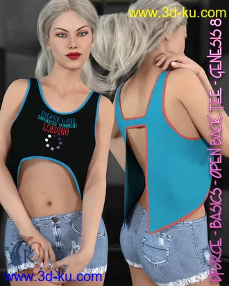 3D打印模型dforce - Basics - Open Back Tee - Genesis 8的图片